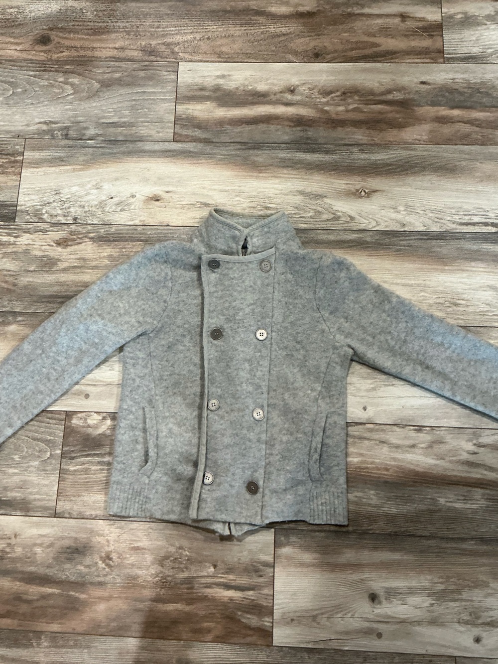Men's Gray Double-Breasted Wool Blend Cardigan Sweater